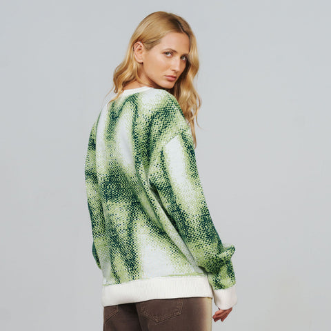 Blurred Knit Pullover - Green