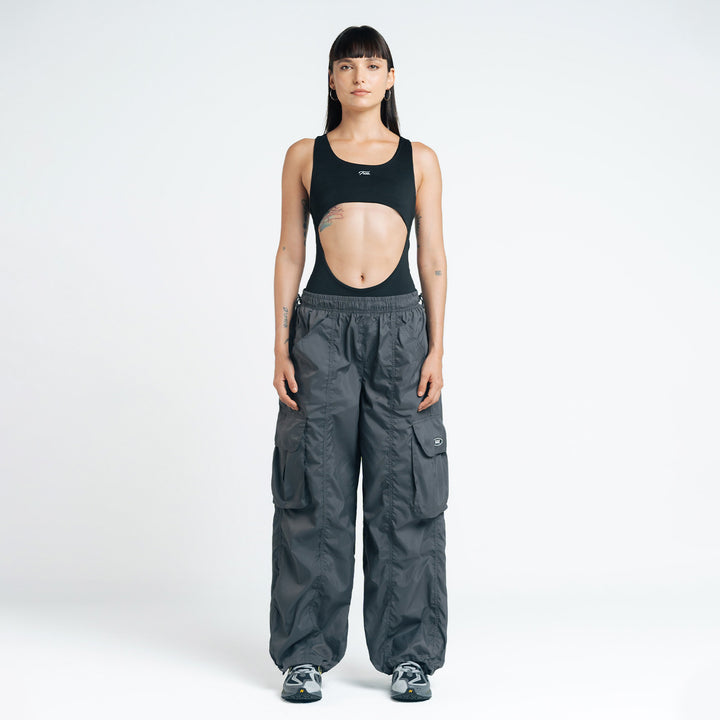 High-Leg Cut-Out Bodysuit - Black