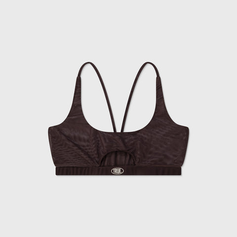 Mesh Cut-Out Top - Brown