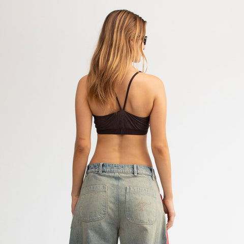 Mesh Cut-Out Top - Brown