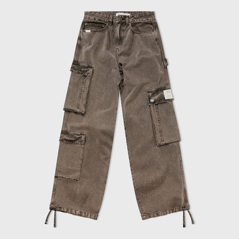 Cargo Multi-Pocket Pants - Washed Dark Brown