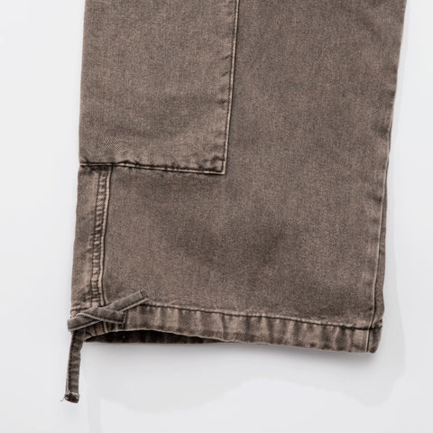Cargo Multi-Pocket Pants - Washed Dark Brown