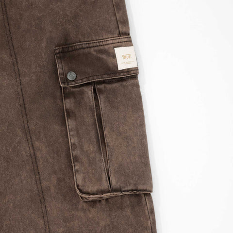 Cargo Multi-Pocket Pants - Washed Dark Brown