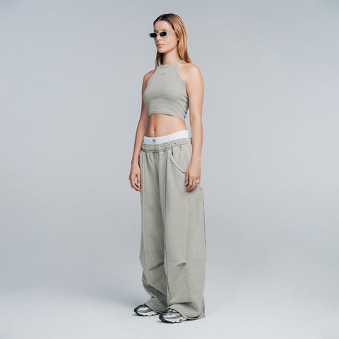 Core Ribbed Crop Tank Top - Light Grey