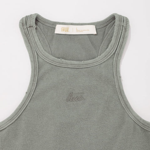 Core Ribbed Crop Tank Top - Light Grey