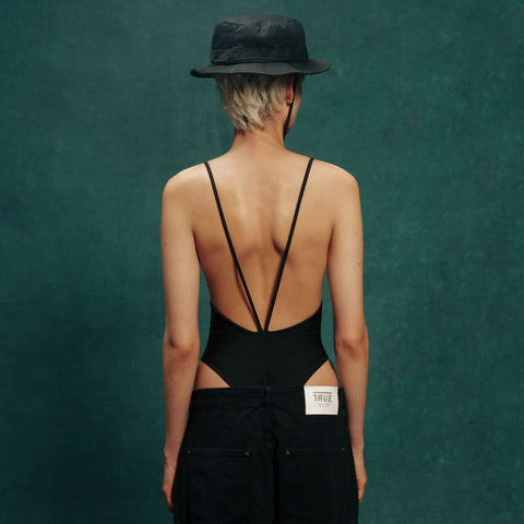 Cut-Out Low Back Bodysuit - Black