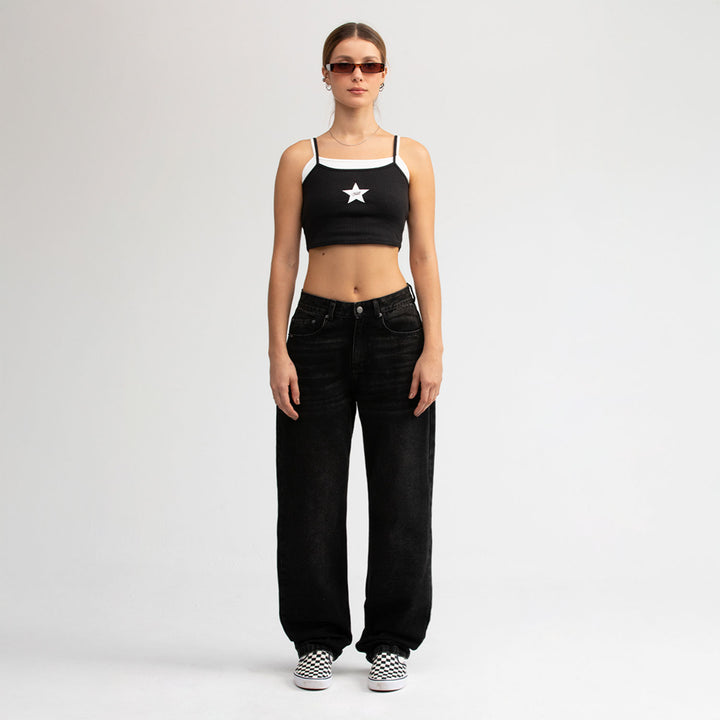 Double-Layer Star Top - Black