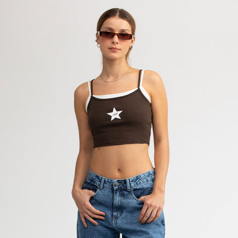 Double-Layer Star Top - Brown