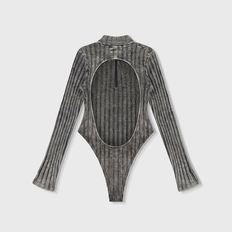 Daily Ribbed Bodysuit - Black