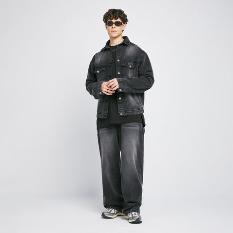 Dirty-Wash Mid-Rise Pants - Black