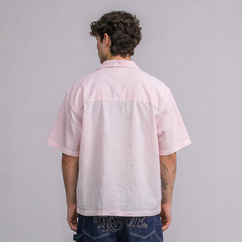 Embroidered Flower Boxy Shirt - Pink