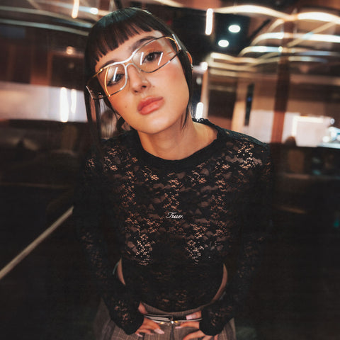 Floral Lace Bodysuit - Black