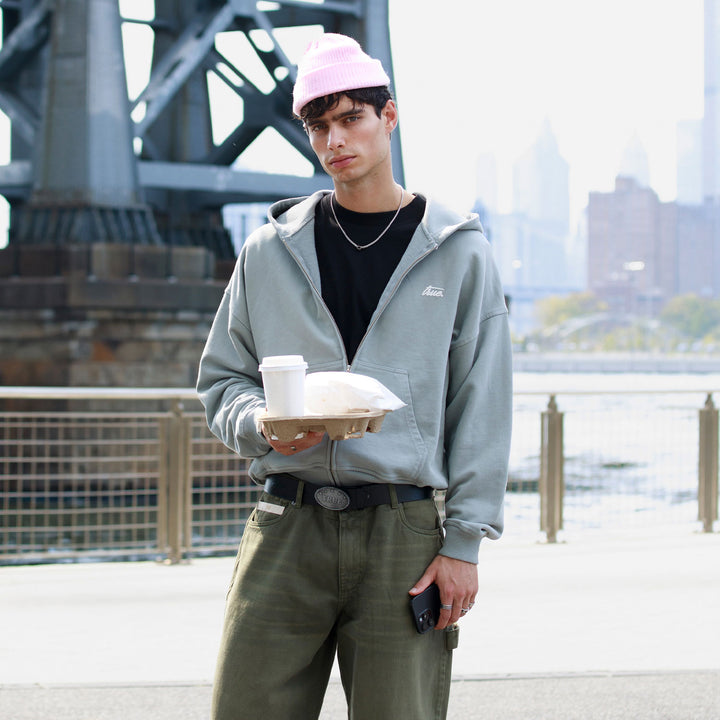 Forest Zipper Hoodie - Light Gray