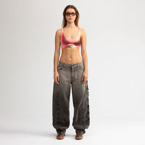 Gradient Mesh Cut-Out Top - Pink