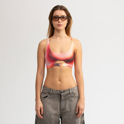 Gradient Mesh Cut-Out Top - Pink