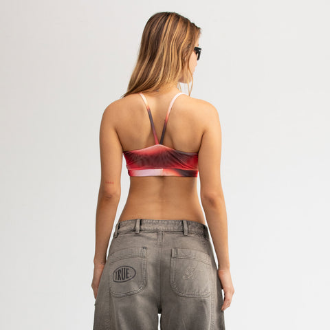 Gradient Mesh Cut-Out Top - Pink