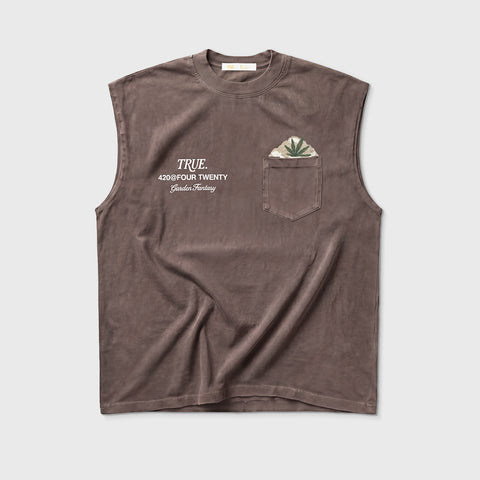 Garden Sleeveless Tee - Washed Brown