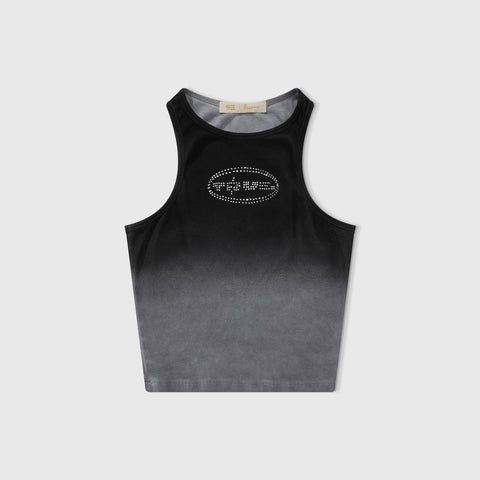 Gradient Rhinestone Tank Top - Black