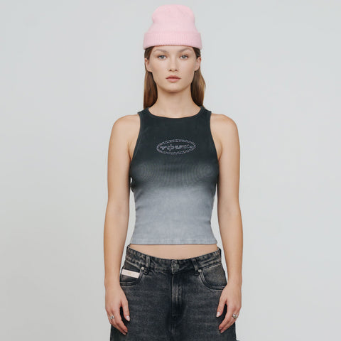 Gradient Rhinestone Tank Top - Black