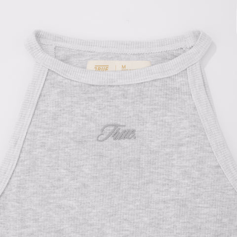 High Neck Ribbed Top - Gray