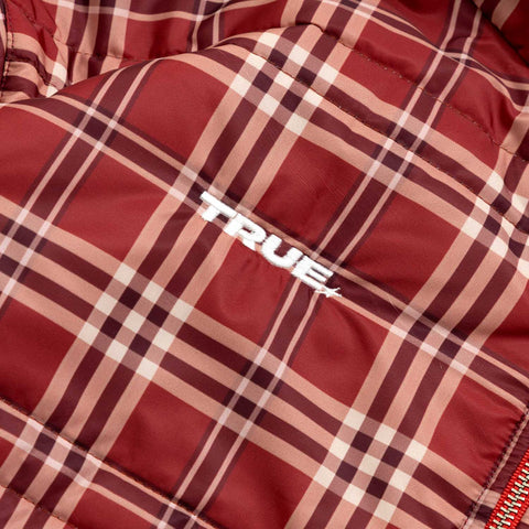 Intuition Plaid Puffer Jacket - Burgundy