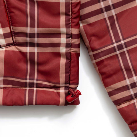 Intuition Plaid Puffer Jacket - Burgundy