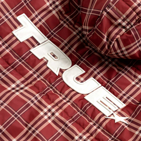 Intuition Plaid Puffer Jacket - Burgundy