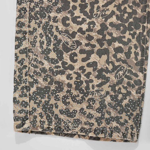 Leopard Wide Leg Jeans - Camel