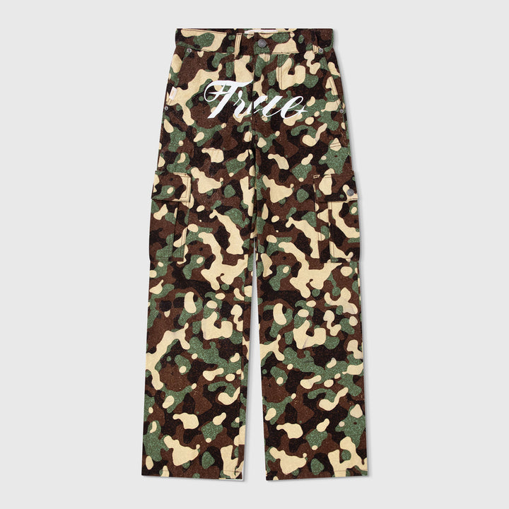 Loose Straight Camo Pants - Green