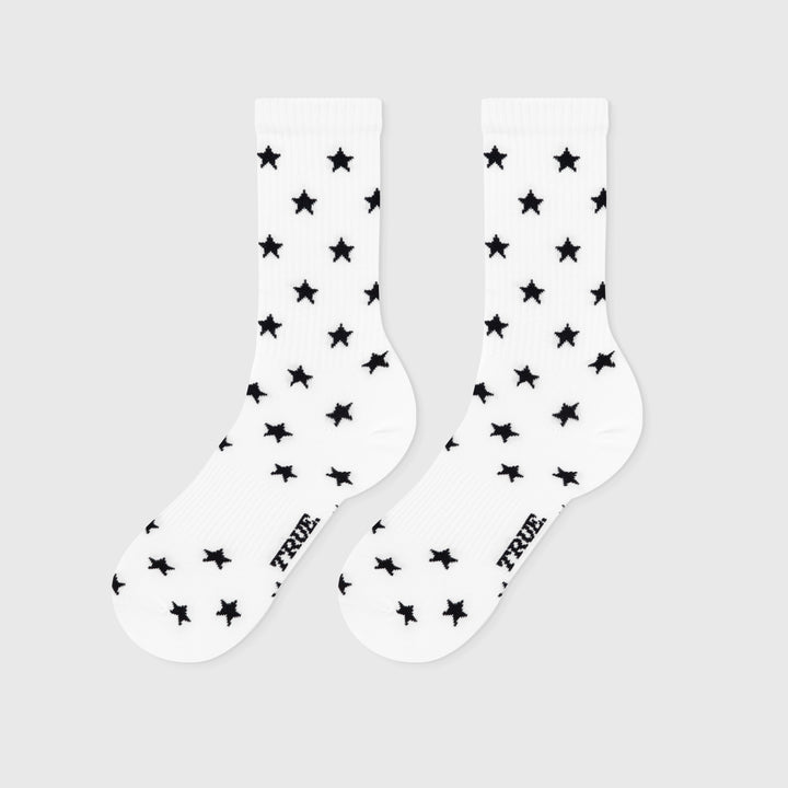 Black Stars Socks - White