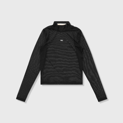 Mesh LS Mock Tee - Black