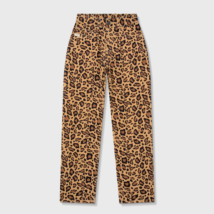 Animal Print Straight Leg Laser Pants - Cheetah