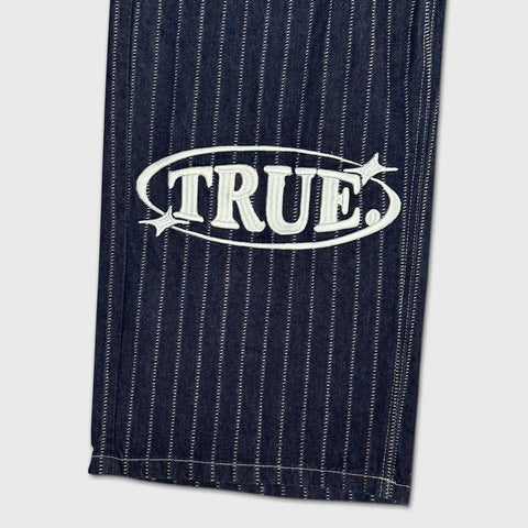Pinstripe Mid-Rise Jeans - Blue