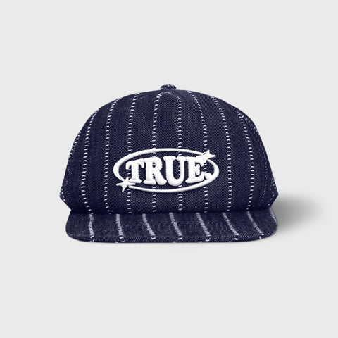 Pinstripe Orbit Golfer Cap - Denim Blue