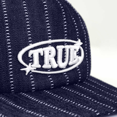 Pinstripe Orbit Golfer Cap - Denim Blue