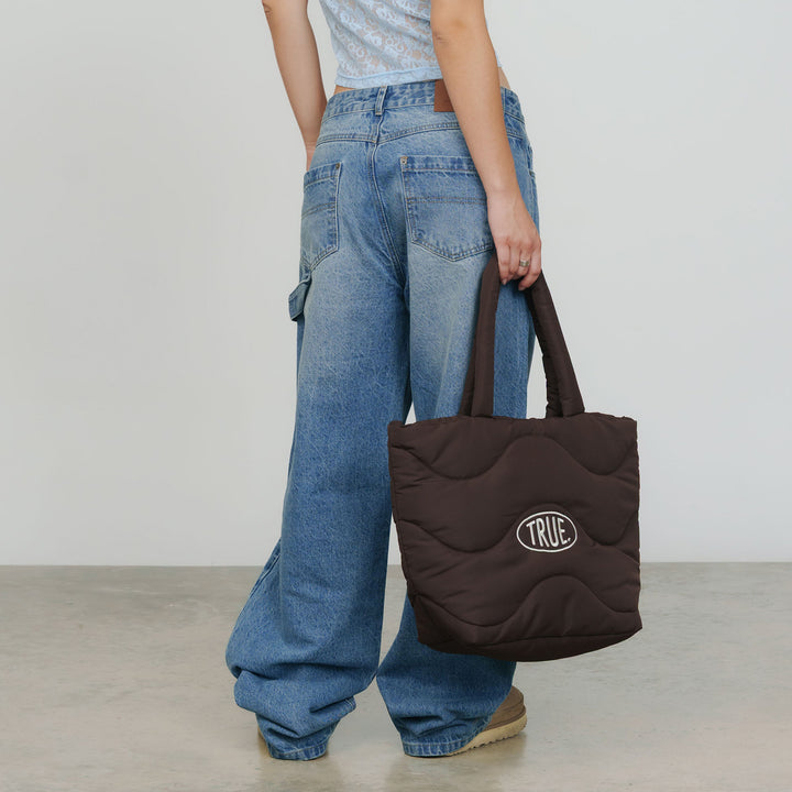 Puffer Shopper Bag - Brown
