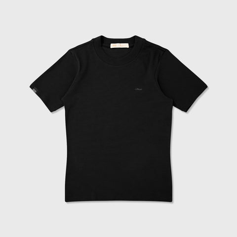 Ribbed Fitted Tee - Black