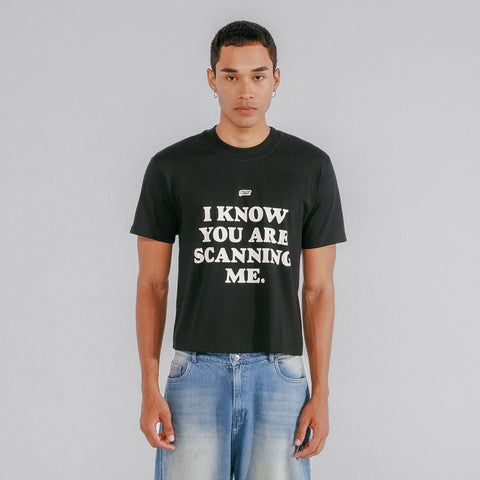 Scanning Cropped Tee - Black