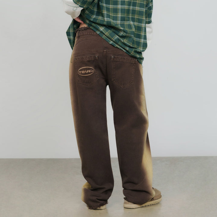 Sideburn Mid-Rise Pants - Brown