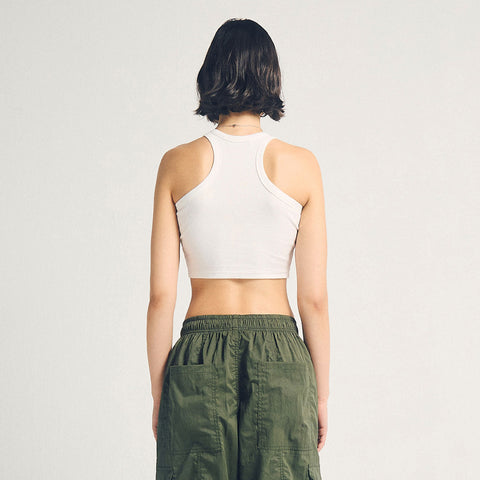 Signature Ribbed Cropped Tank - White