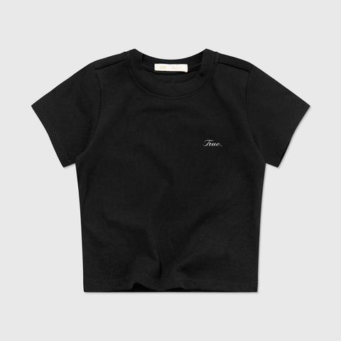Signature Slim Ribbed Tee - Black