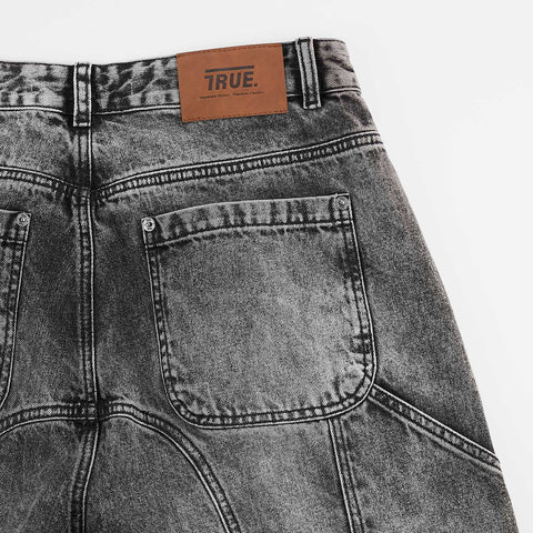 Slashed Denim Jorts - Black