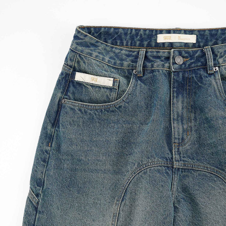 Slashed Denim Jorts - Blue