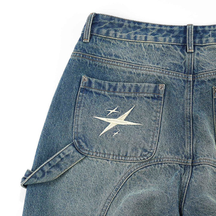 Slashed Denim Jorts - Blue