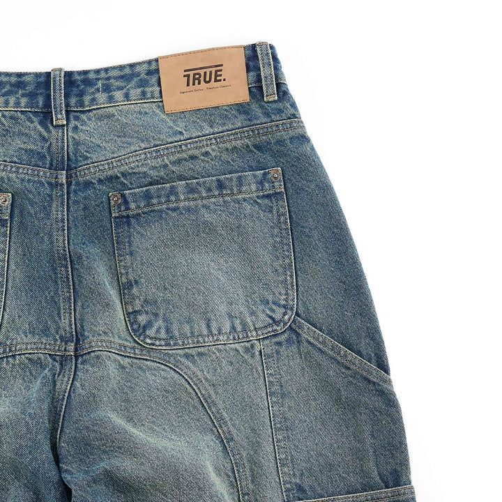 Slashed Denim Jorts - Blue