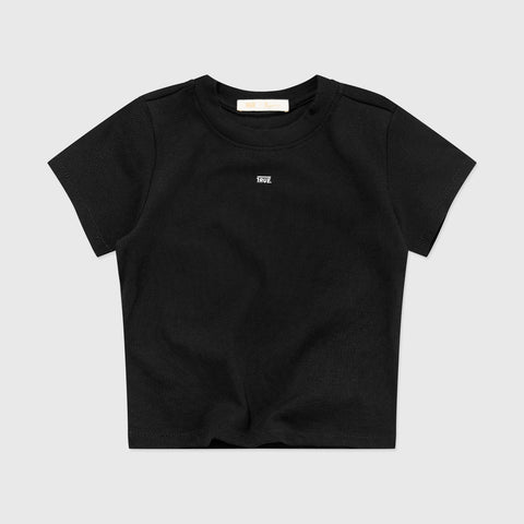 Slim Ribbed Fitted Tee - Black