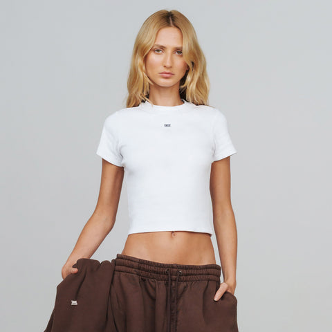 Slim Ribbed Fit Tee - White