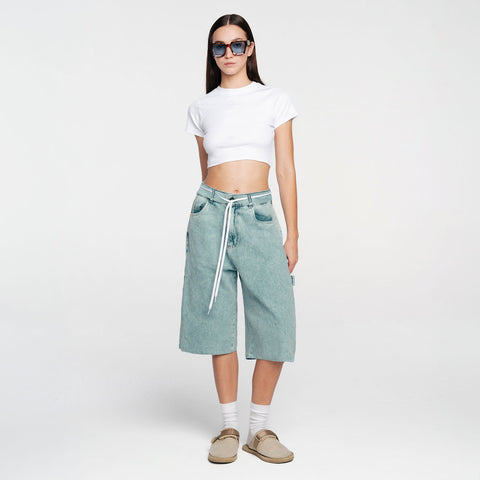 Script Logo Ribbed Slim Tee - White