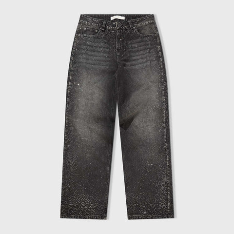 Starry Wide-Leg Jeans - Black