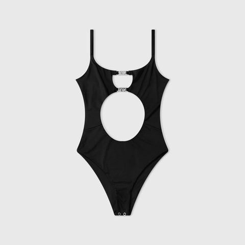 String Cut-Out Bodysuit - Black